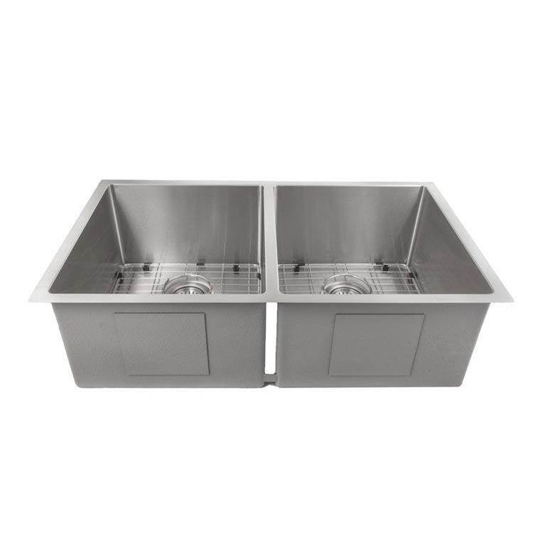 Z-Line - Anton 33'' Undermount Double Bowl Sink in DuraSnow Stainless Steel - DuraSnow Stainless Steel