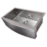 Z-Line - Vail Farmhouse 33'' Undermount Single Bowl Sink in DuraSnow Stainless Steel - DuraSnow Stainless Steel