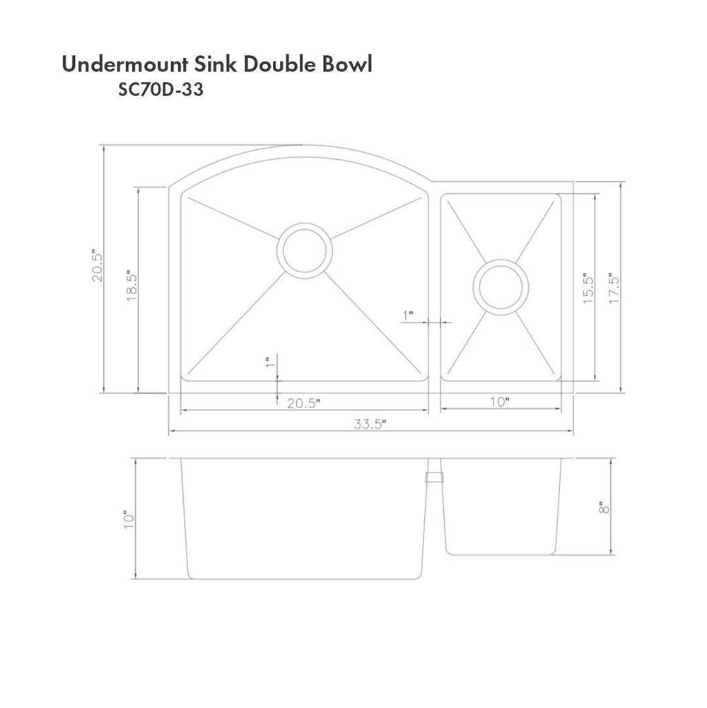 Cortina 33'' Undermount Double Bowl Sink in Stainless Steel