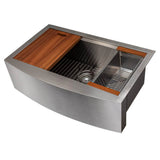 Z-Line - Moritz Farmhouse 33'' Undermount Single Bowl Sink in Stainless Steel with Accessories - Stainless Steel