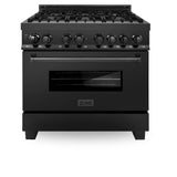 Z-Line - 36'' Black Stainless 4.6 cu.ft. 6 Gas Burner/Electric Oven Range with Brass Burners