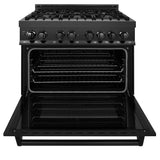 36'' Black Stainless 4.6 cu.ft. 6 Gas Burner/Electric Oven Range