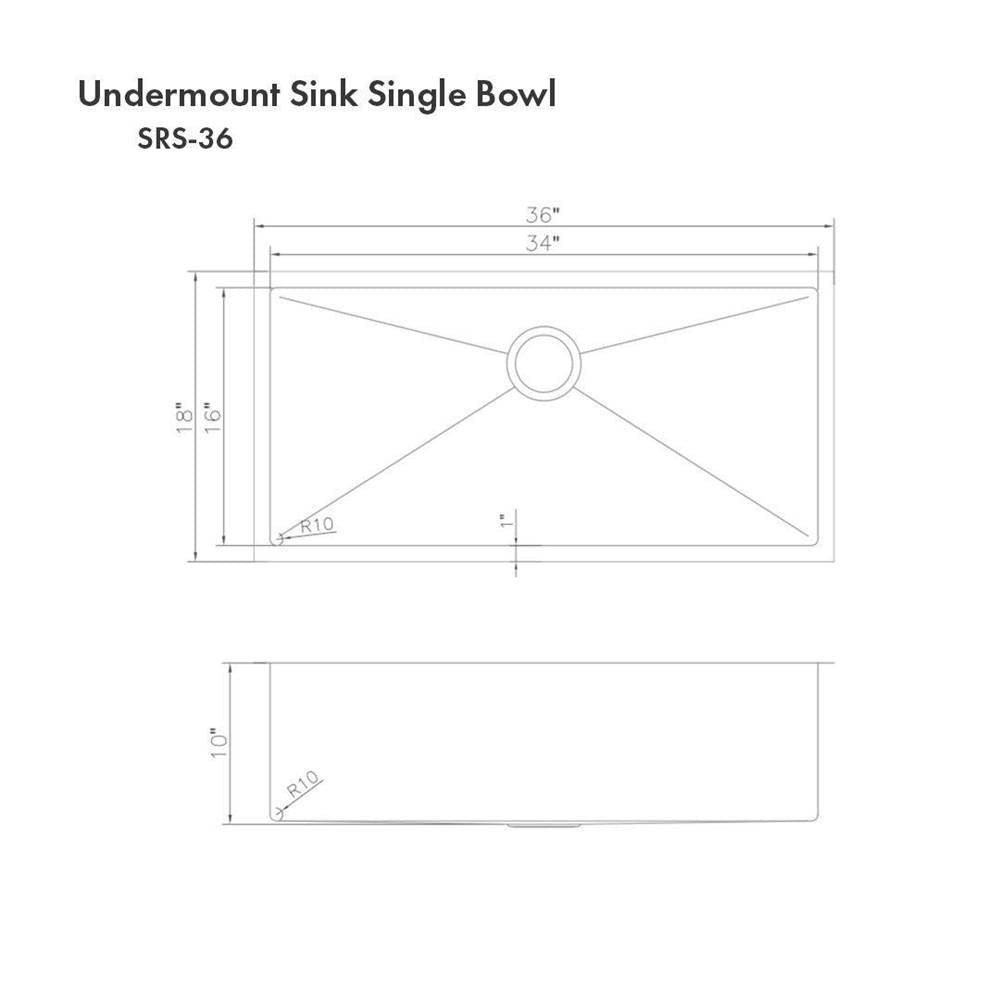 Meribel 36'' Undermount Single Bowl Sink in Stainless Steel