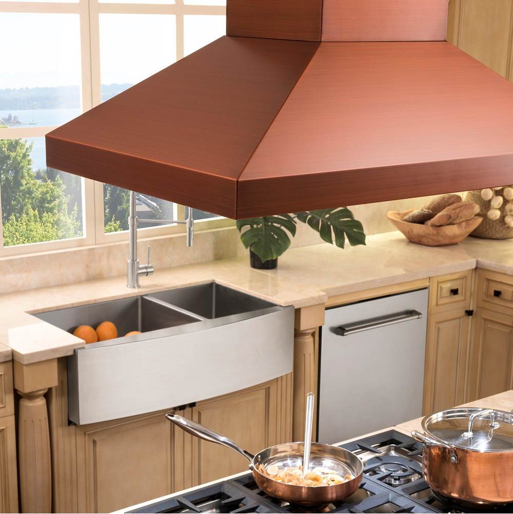 36'' Designer Series Copper Island Mount Range Hood