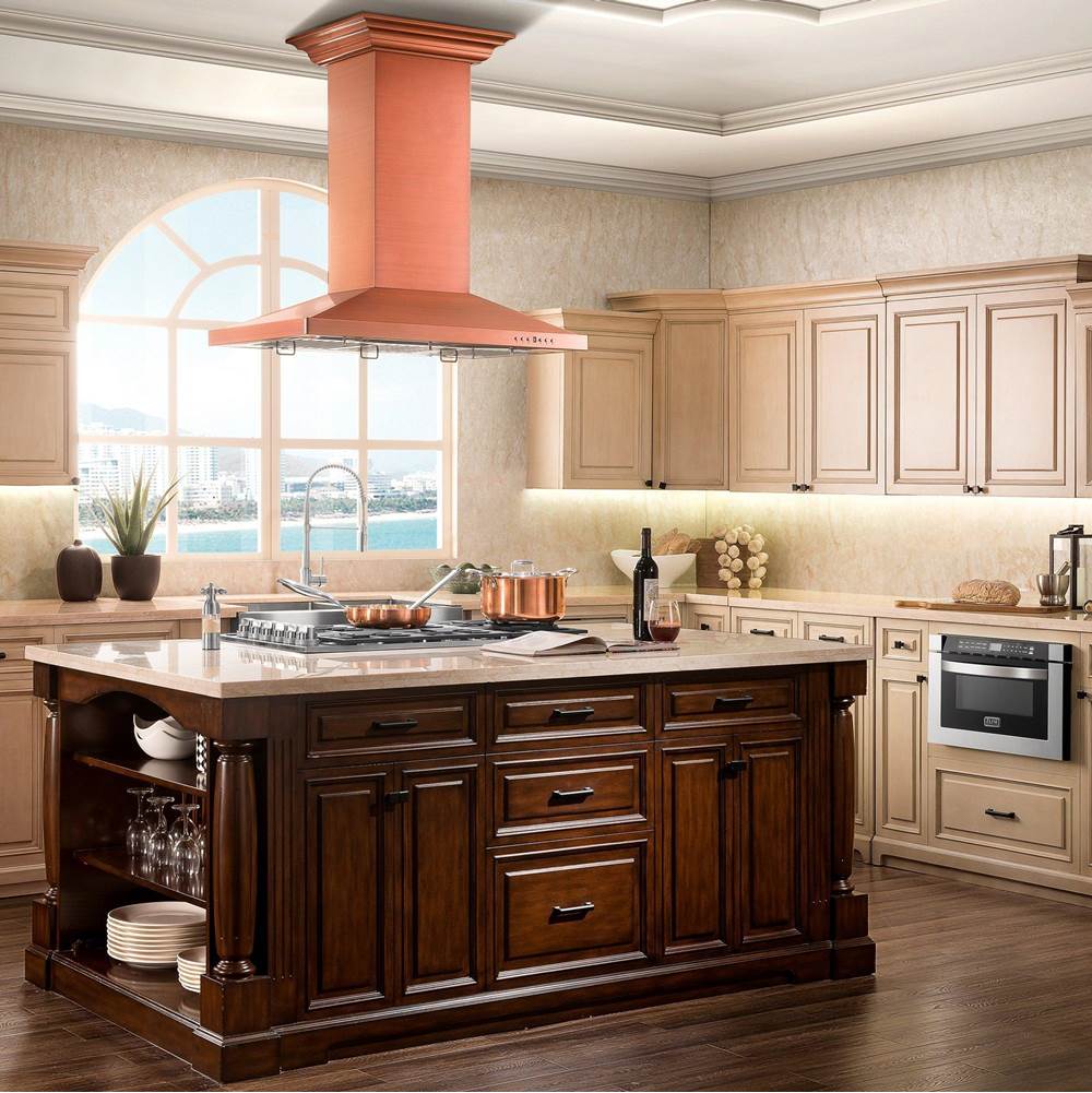 36'' Designer Series Copper Island Mount Range Hood