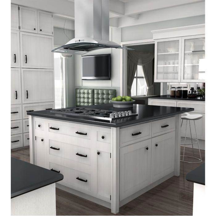 36'' Dropin Cooktop with 6 Gas Brass Burners and Black Porcelain Top