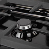 36'' Dropin Cooktop with 6 Gas Brass Burners and Black Porcelain Top