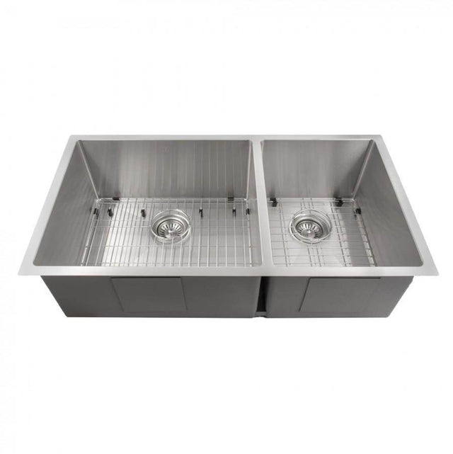 Z-Line - Chamonix 36'' Undermount Double Bowl Sink in Stainless Steel - Stainless Steel