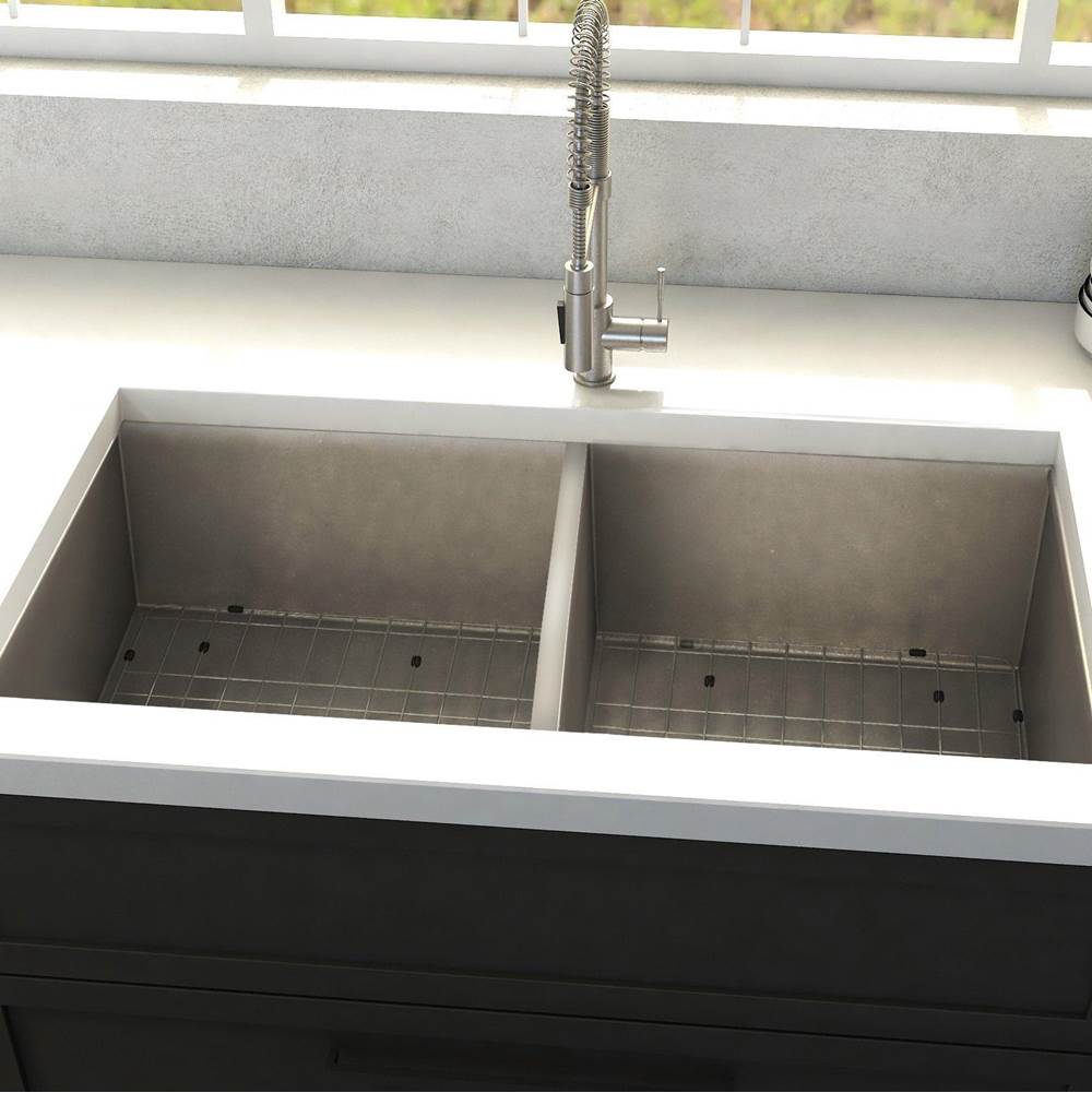 Anton 36'' Undermount Double Bowl Sink in Stainless Steel