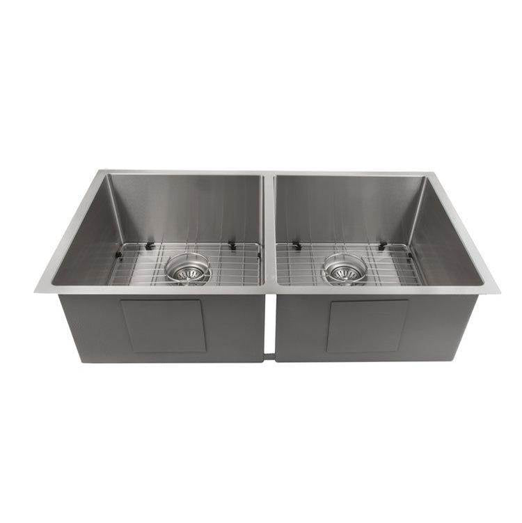 Z-Line - Anton 36'' Undermount Double Bowl Sink in DuraSnow Stainless Steel - DuraSnow Stainless Steel