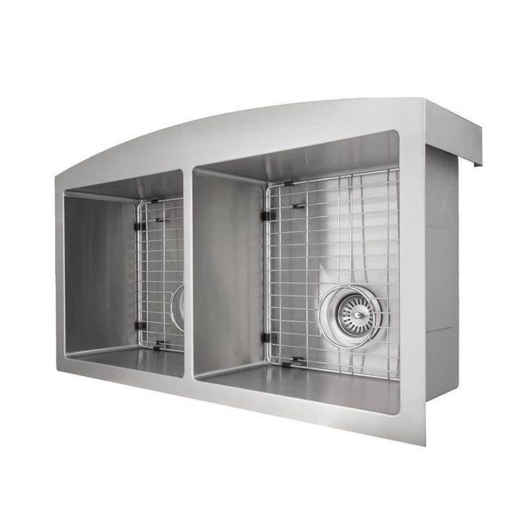Niseko Farmhouse 36'' Apron Mount Double Bowl Sink in Stainless Steel
