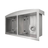 Niseko Farmhouse 36'' Apron Mount Double Bowl Sink in Stainless Steel