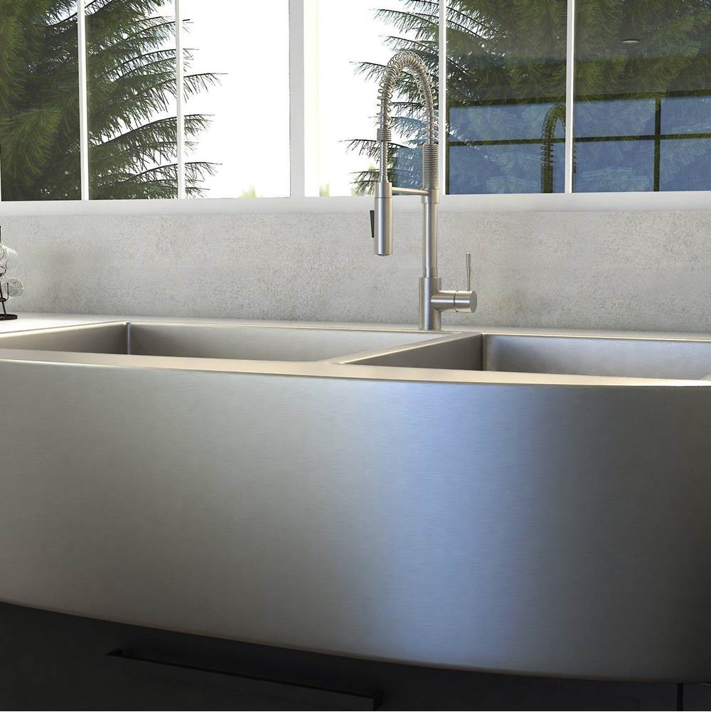 Niseko Farmhouse 36'' Apron Mount Double Bowl Sink in Stainless Steel