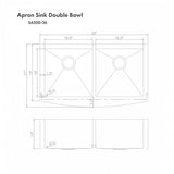 Niseko Farmhouse 36'' Apron Mount Double Bowl Sink in Stainless Steel