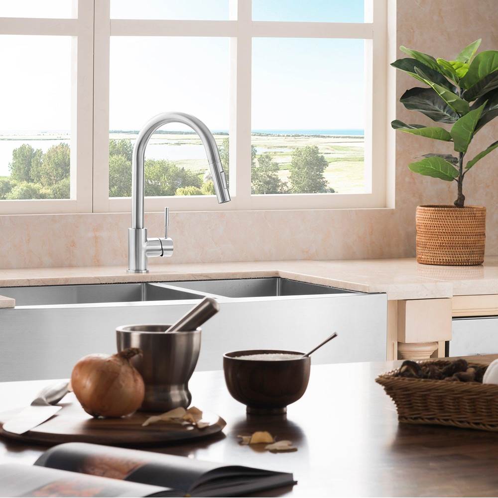 Courchevel Farmhouse 36'' Undermount Double Bowl Sink in Stainless Steel
