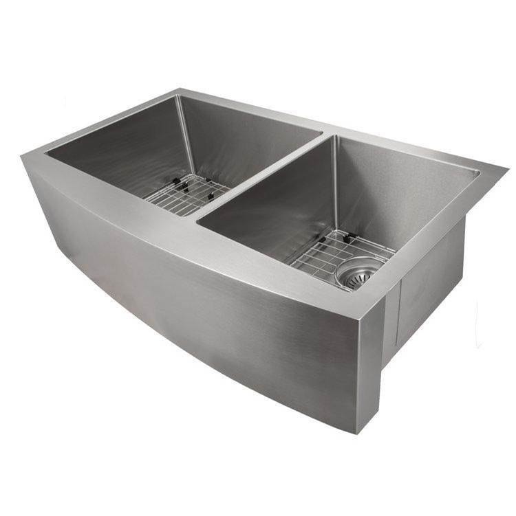 Z-Line - Courchevel Farmhouse 36'' Undermount Double Bowl Sink in Stainless Steel - Stainless Steel
