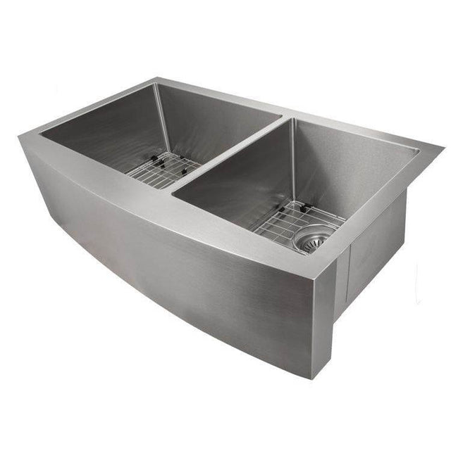 Z-Line - Courchevel Farmhouse 36'' Undermount Double Bowl Sink in Stainless Steel - Stainless Steel