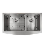 Courchevel Farmhouse 36'' Undermount Double Bowl Sink in Stainless Steel