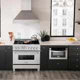 36'' Professional 4.6 cu.' 4 Gas on Gas Range in DuraSnow Stainless Steel with Black Matte Door (RGS-BLM-30)