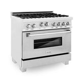 Z-Line - 36'' Professional 4.6 cu.' 4 Gas on Gas Range in DuraSnow Stainless Steel - DuraSnow Stainless Steel