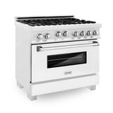 Z-Line - 36'' Professional 4.6 cu.' 4 Gas on Gas Range in DuraSnow Stainless Steel with White Matte Door (RGS-WM-30) - White Matte