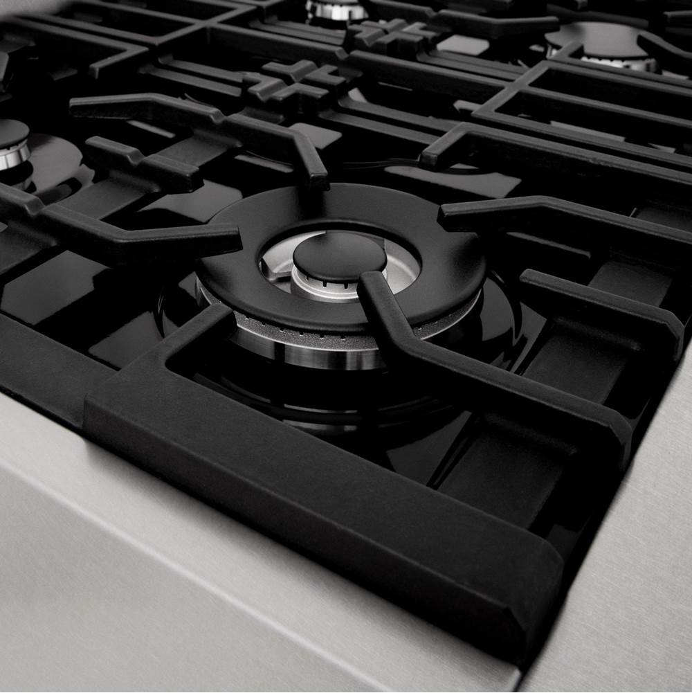 36'' Professional 4.6 cu.' 4 Gas on Gas Range in DuraSnow Stainless Steel with Black Matte Door (RGS-BLM-30)
