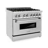 Z-Line - 36'' Professional 4.6 cu.' 6 Gas Burner/Electric Oven Range in Stainless Steel with Brass Burners - Brass