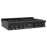 Z-Line - 48'' Porcelain Rangetop in Black Stainless with 7 Gas Burners - Black Stainless Steel