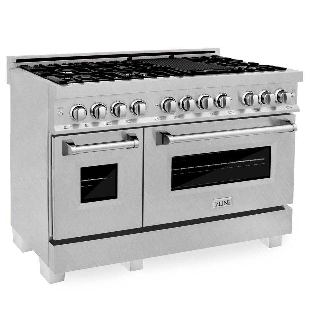 Z-Line - 48'' Professional Dual Fuel Range in DuraSnow Stainless with DuraSnow Stainless Door - DuraSnow Stainless Steel
