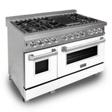 Z-Line - 48'' Professional Dual Fuel Range in DuraSnow Stainless Steel with White Matte Door - White Matte