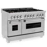Z-Line - 48'' Professional 6.0 cu.' 7 Dual Fuel Range in DuraSnow Stainless Steel with Brass Burners - DuraSnow Stainless Steel,Brass
