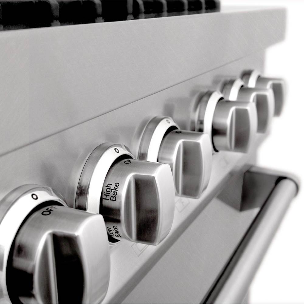 48'' Professional Dual Fuel Range in DuraSnow Stainless Steel with Black Matte Door