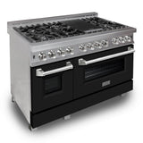 Z-Line - 48'' Professional Dual Fuel Range in DuraSnow Stainless Steel with Black Matte Door - Black Matte