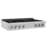 Z-Line - 48'' Porcelain Rangetop in DuraSnow Stainless Steel with 7 Gas Burners - DuraSnow Stainless Steel