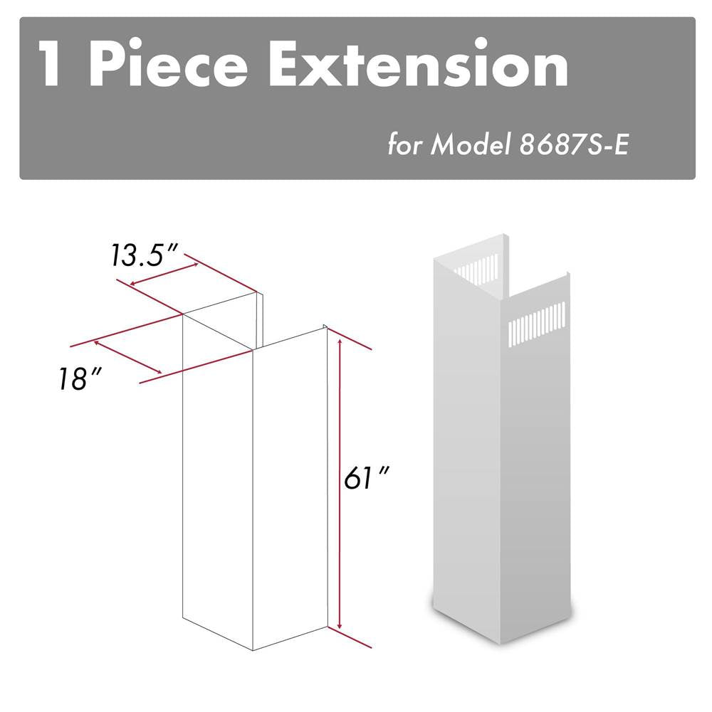Z-Line - 61'' DuraSnow Stainless Steel Chimney Extension for Ceilings up to 12.5'