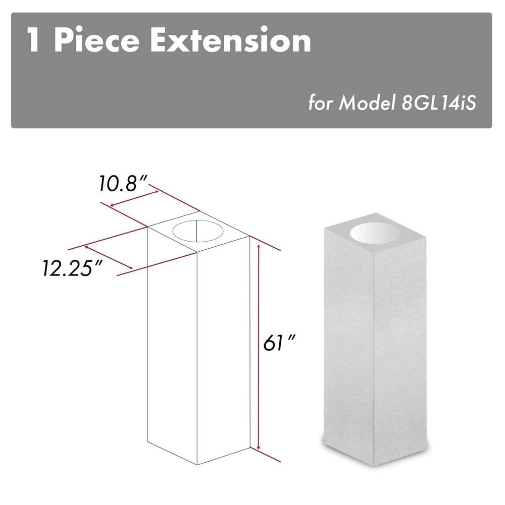 Z-Line - 61'' DuraSnow Stainless Steel Chimney Extension for Ceilings up to 12.5'