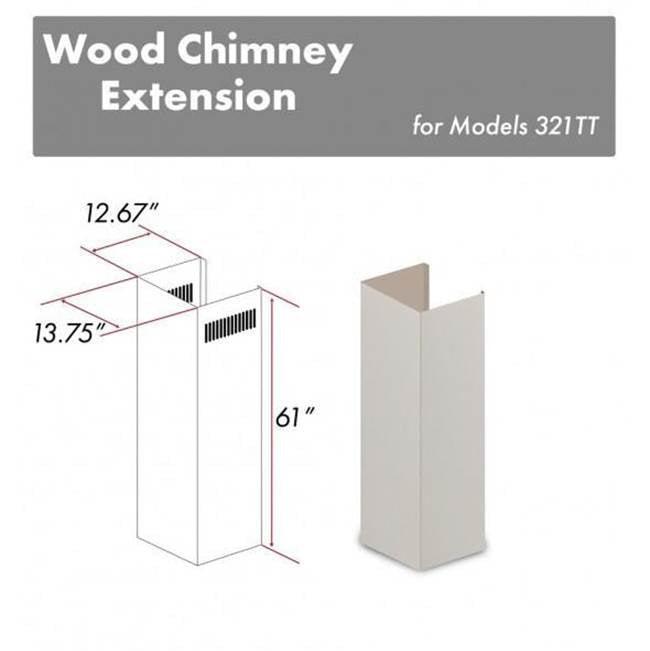 Z-Line - 61'' Wooden Chimney Extension for Ceilings up to 12.5'