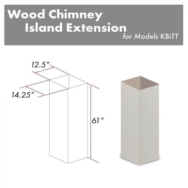 Z-Line - 61'' Wooden Chimney Extension for Ceilings up to 12.5'