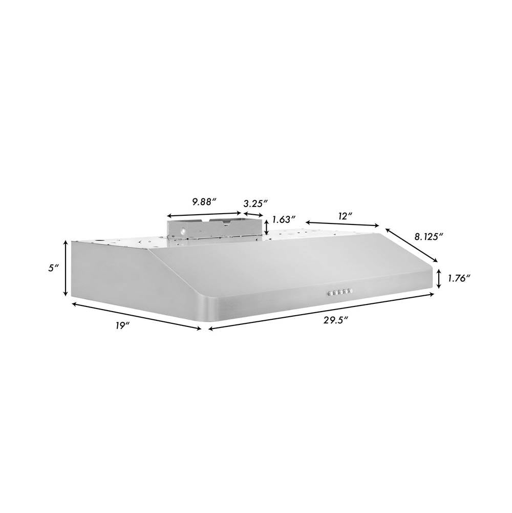 30'' 400 CFM Under Cabinet Range Hood in Stainless Steel - Hardwired Power