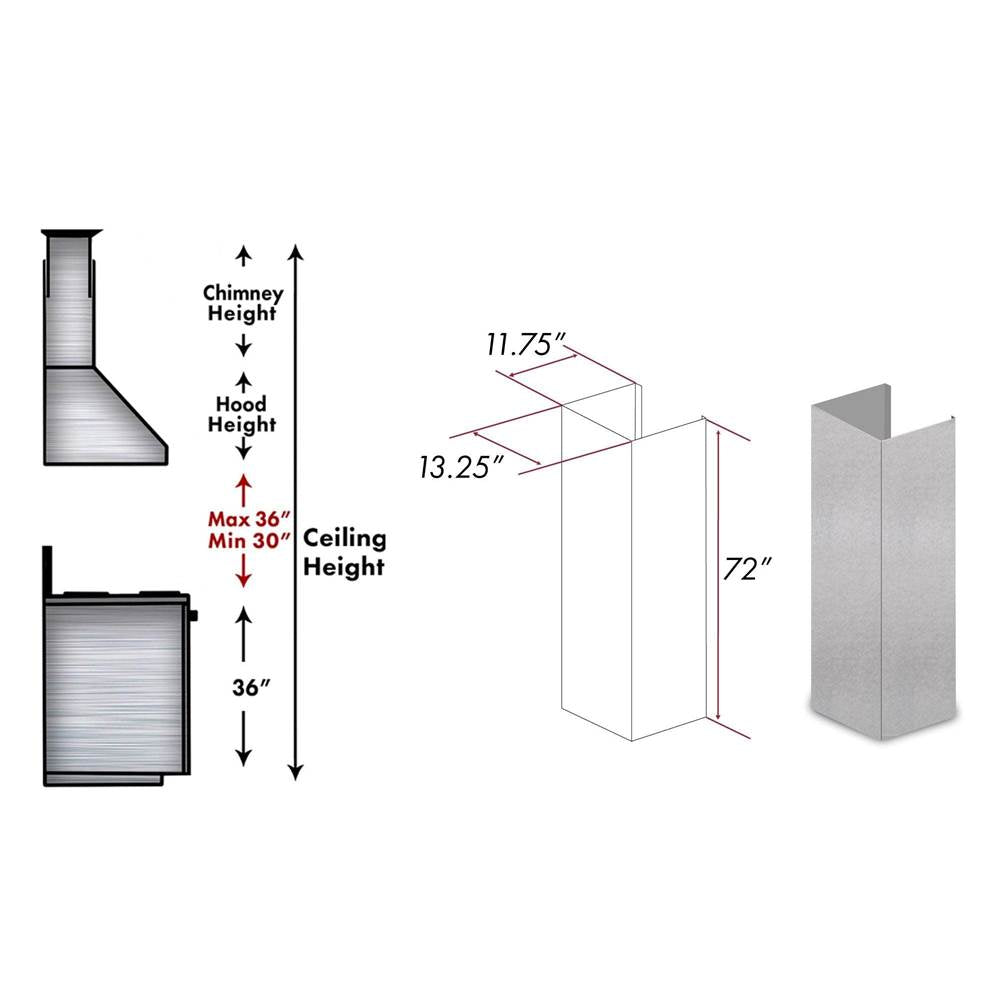 72'' DuraSnow Stainless Steel Extended Chimney and Crown