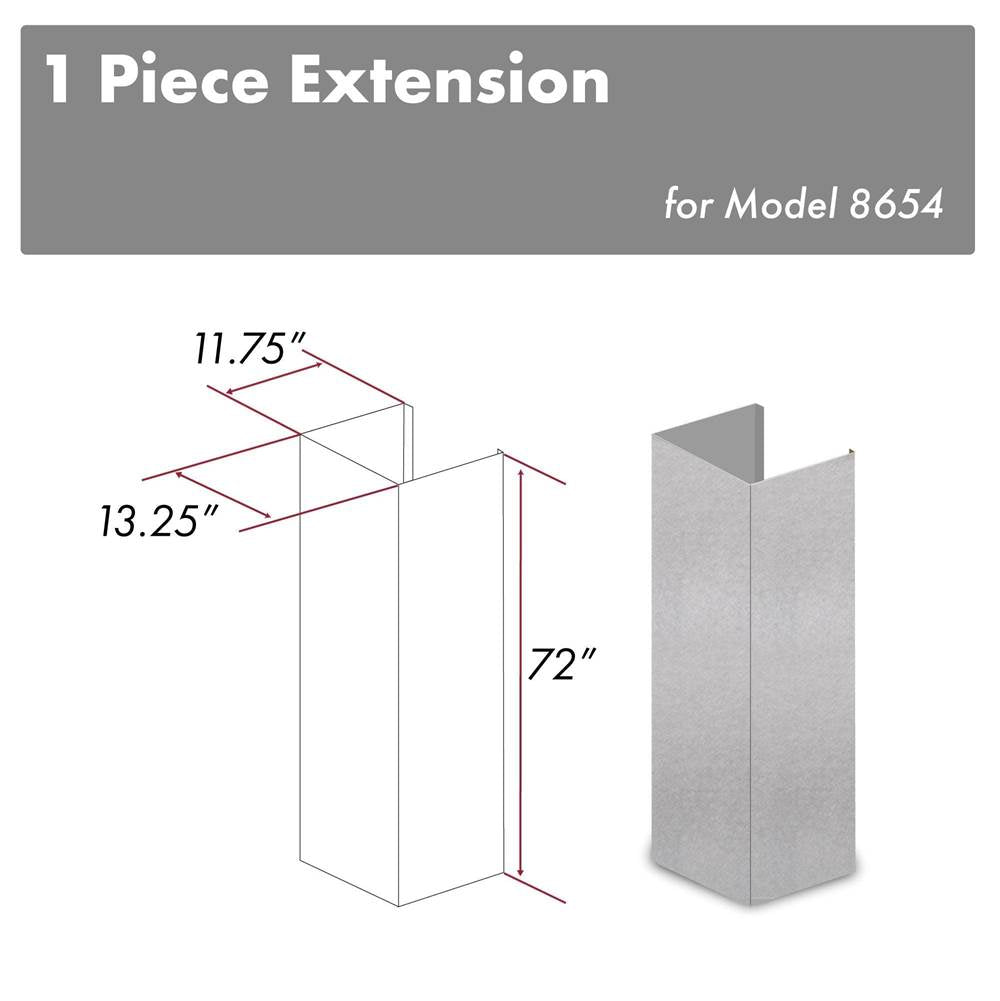 Z-Line - 72'' DuraSnow Stainless Steel Extended Chimney and Crown