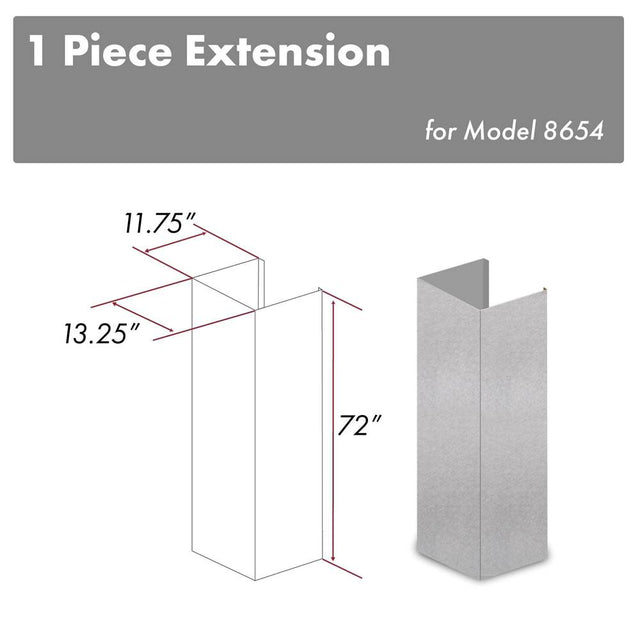 Z-Line - 72'' DuraSnow Stainless Steel Extended Chimney and Crown