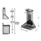 48'' Black Stainless Steel Wall Mount Range Hood