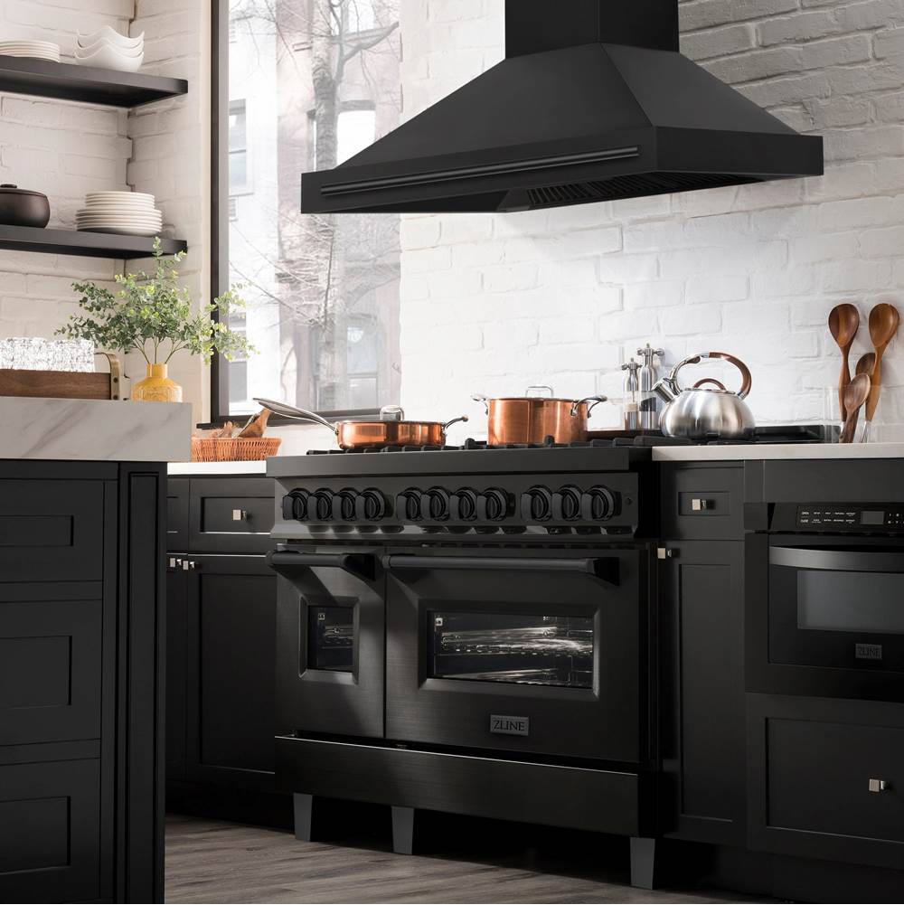48'' Black Stainless Steel Range Hood with Black Stainless Steel Handle (BS655-48-BS)