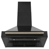 36'' Black Stainless Steel Range Hood with Gold Handle (BS655-36-G)