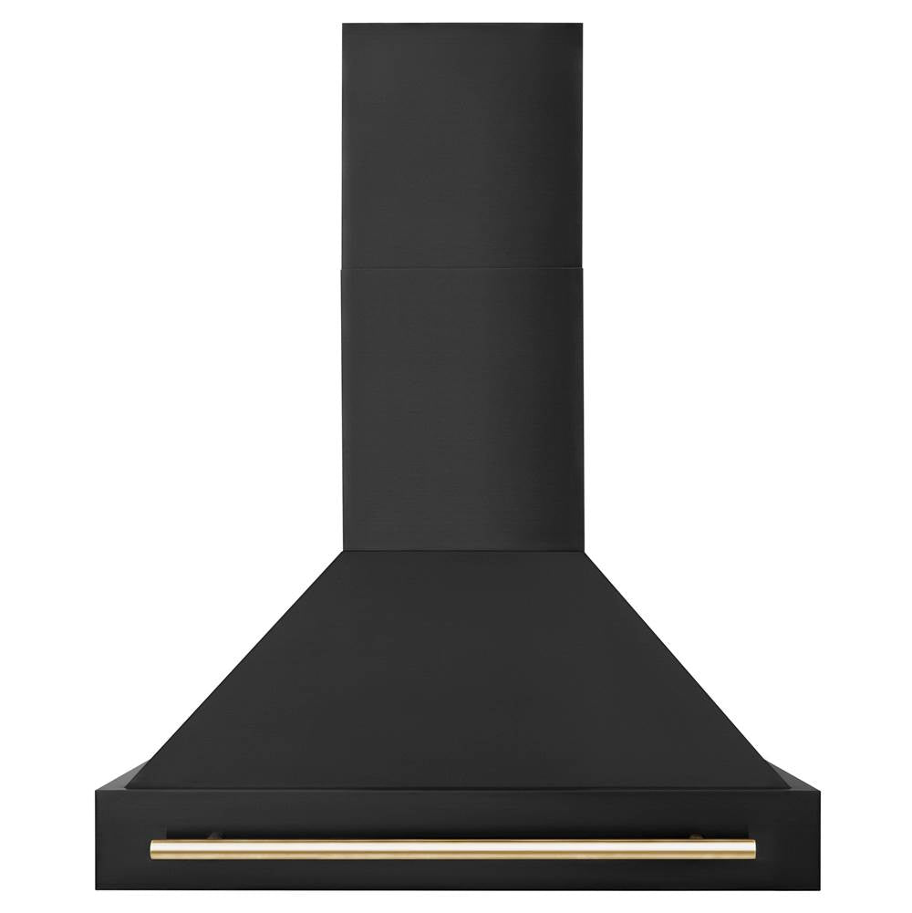 36'' Black Stainless Steel Range Hood with Gold Handle (BS655-36-G)