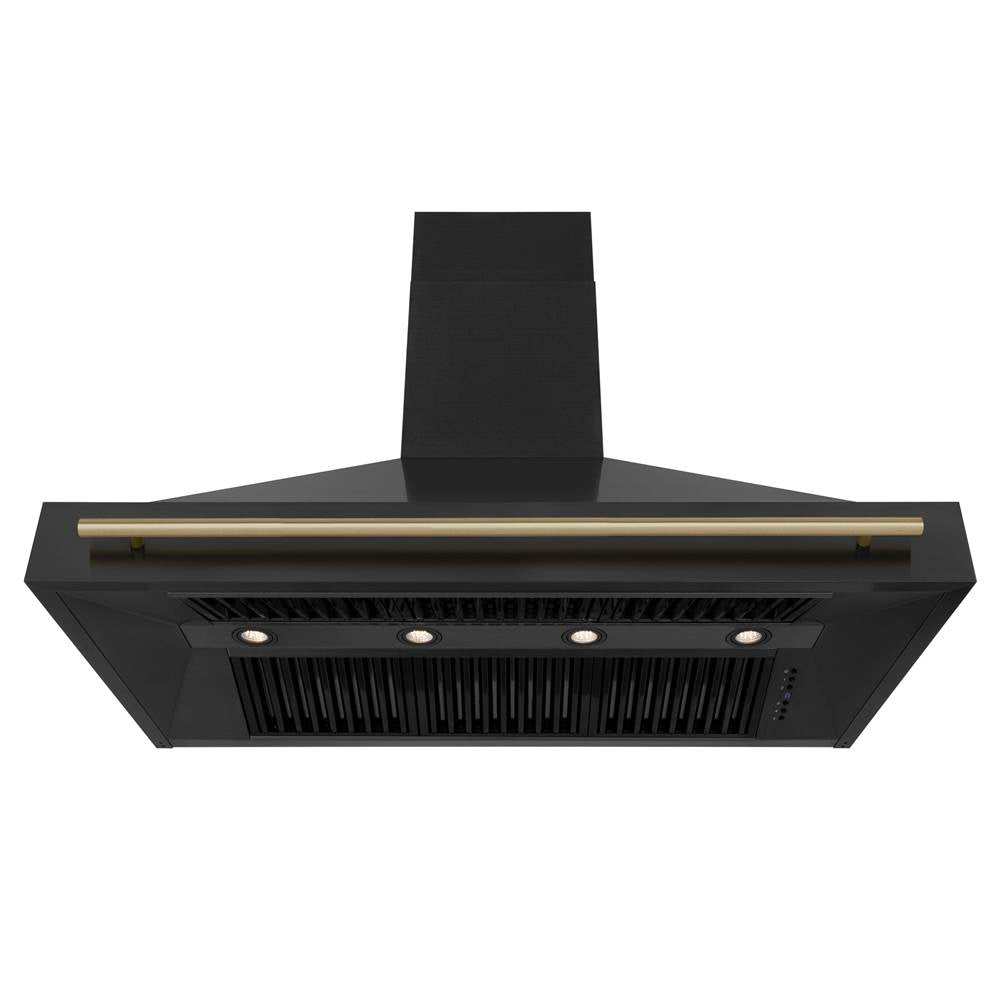 48'' Black Stainless Steel Range Hood with Champagne Bronze Handle (BS655-48-CB)