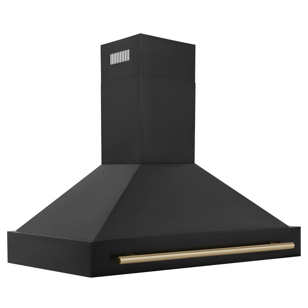 48'' Black Stainless Steel Range Hood with Champagne Bronze Handle (BS655-48-CB)