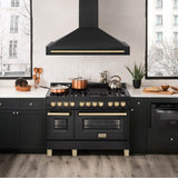 48'' Black Stainless Steel Range Hood with Gold Handle (BS655Z-48-G)