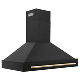 Z-Line - 48'' Black Stainless Steel Range Hood with Gold Handle (BS655Z-48-G) - Black Stainless Steel